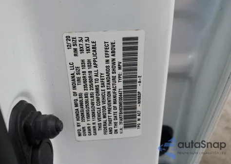 2021 Honda Cr-V Exl z USA, uszkodzony, nr VIN 7FART6H83ME004471